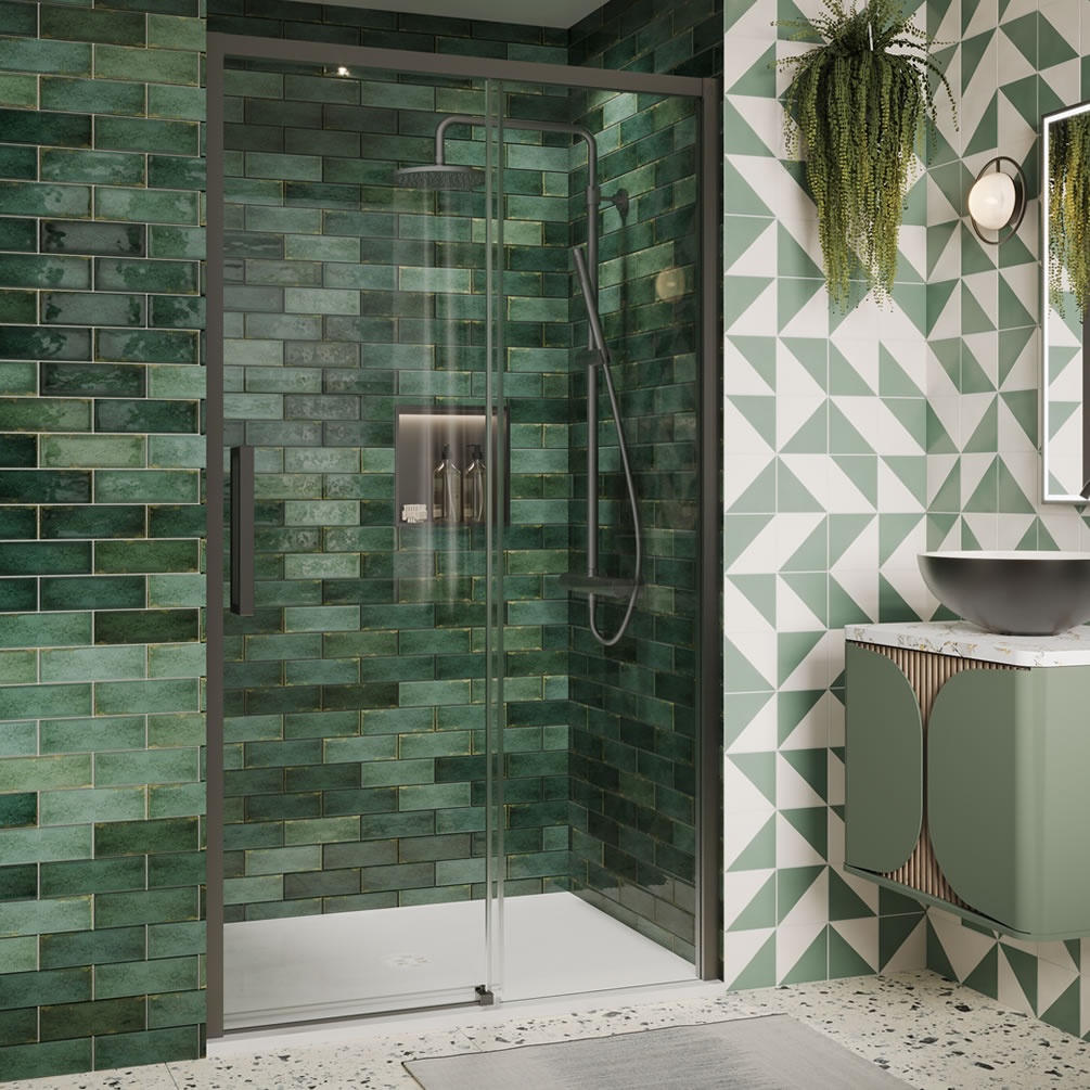 Lifestyle image of Crosswater Asura 8 Slate 1500mm Sliding Shower Door